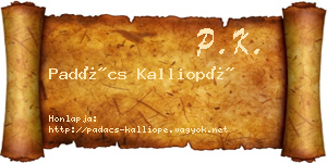 Padács Kalliopé névjegykártya
